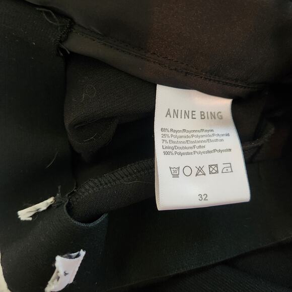 Anine Bing Kylie Slim Leg Ankle Slit Pants 32/XS Black High Rise Stretch Luxe - Picture 9 of 13